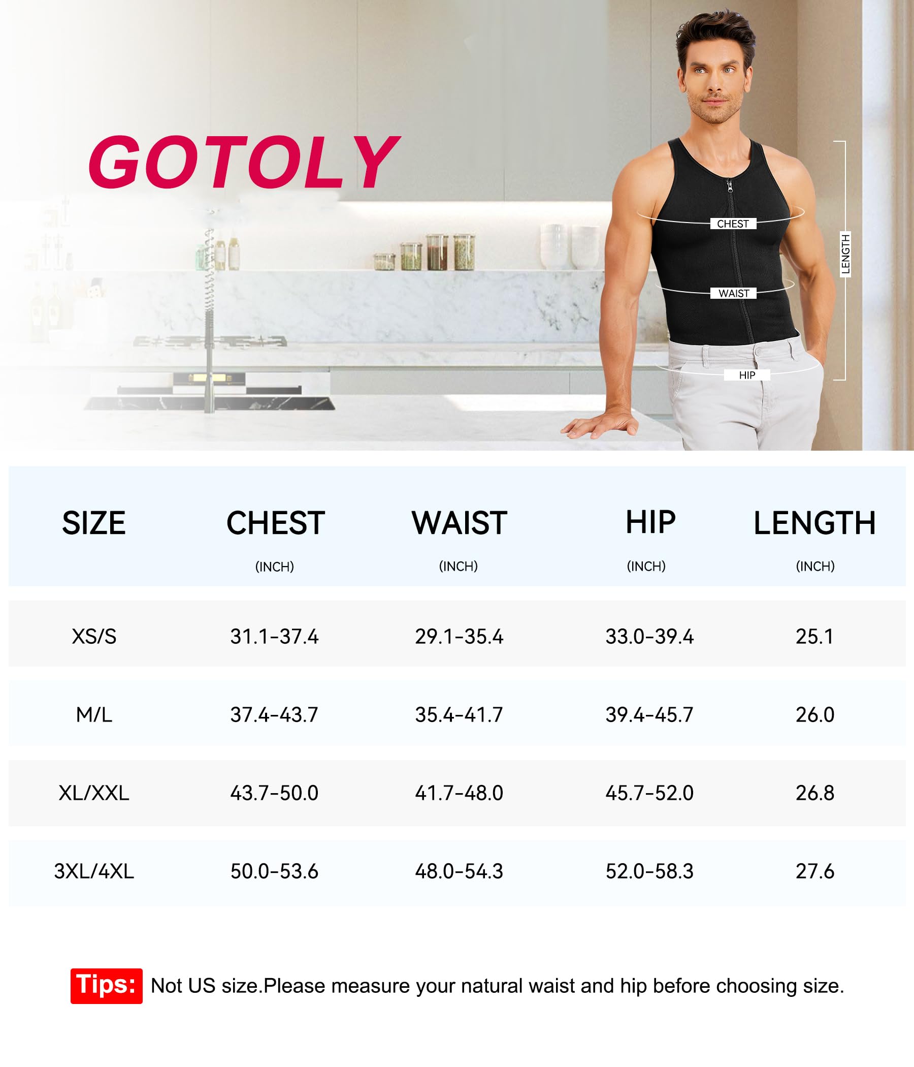 Gotoly Shapewear Herren Kompressionshirt Elastische Compression Shirt Tight Taillenformer Figurformende Tank Top Ärmellos Bauchweg Unterhemd Body Shaper