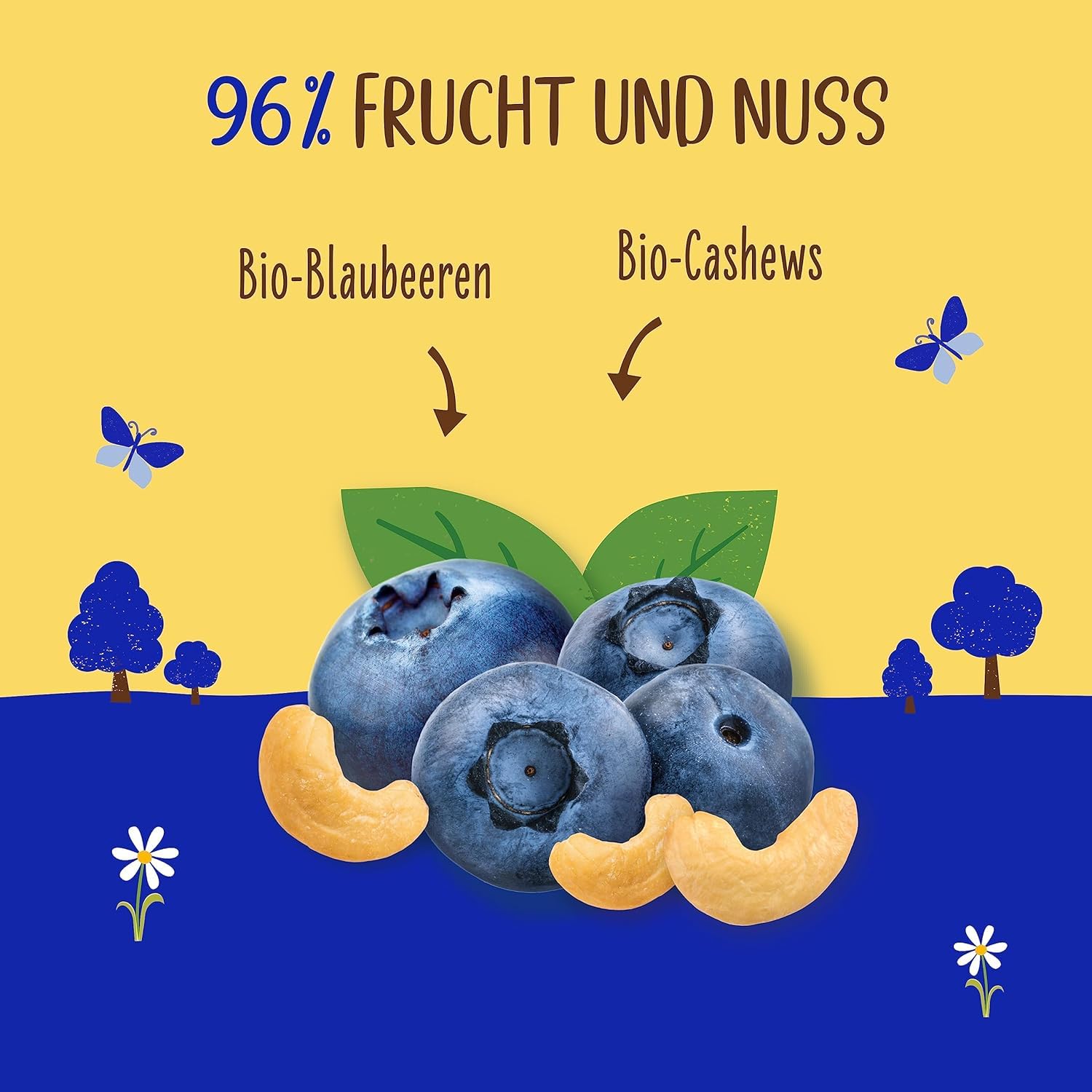 Allos Fruchtriegel Blaubeere | Bio Energieriegel | 25 x 40g | Mit Datteln & Cashews | vegan & glutenfrei | Snack für Schule, Pause & Sport