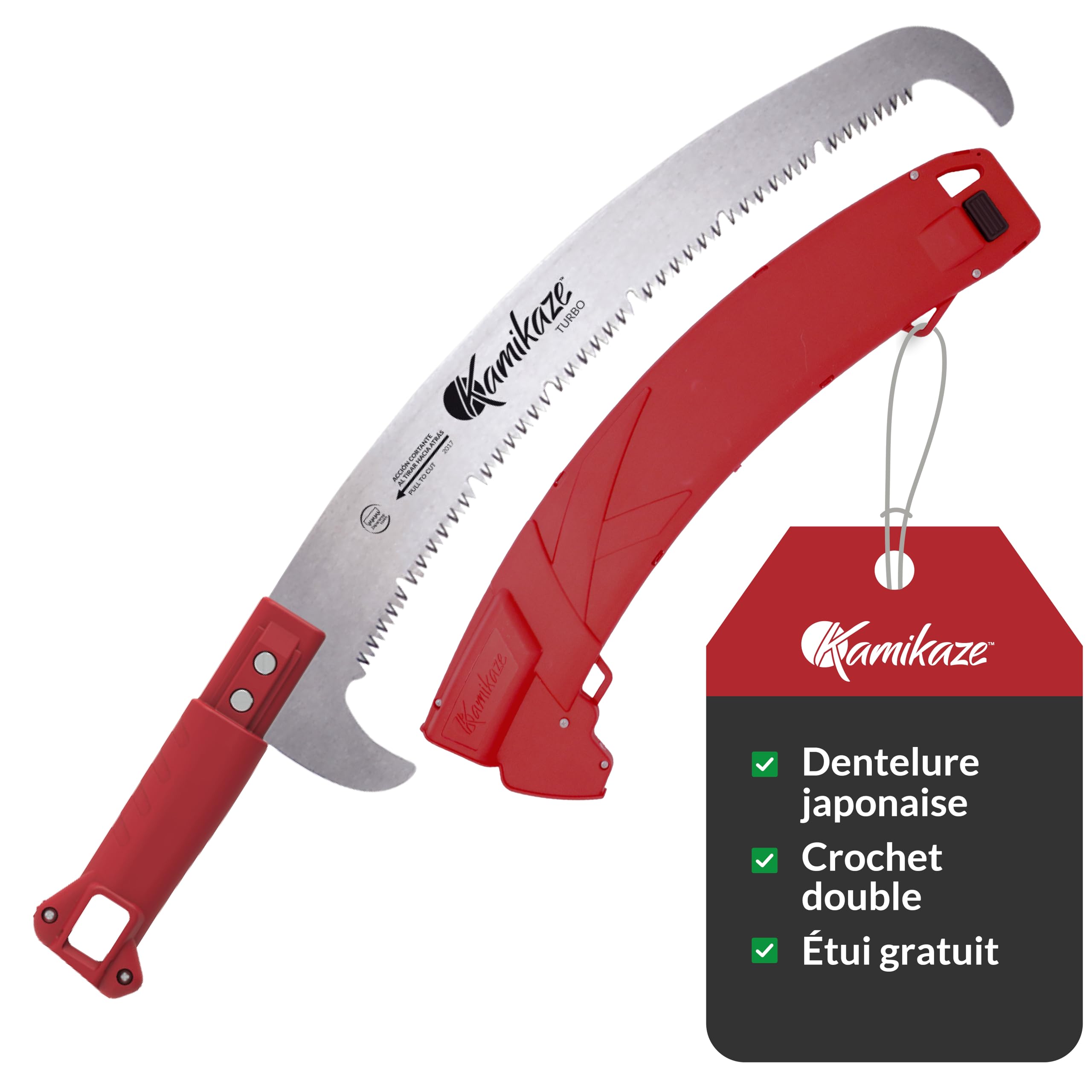 KAMIKAZE Scie Multi-Outil MT360BH Coupe Japonaise, Compatible Perche Télescopique, Utilisation Manuelle ou en Hauteur, Lame avec Double Crochet pour Élagage et Coupe de Branches
