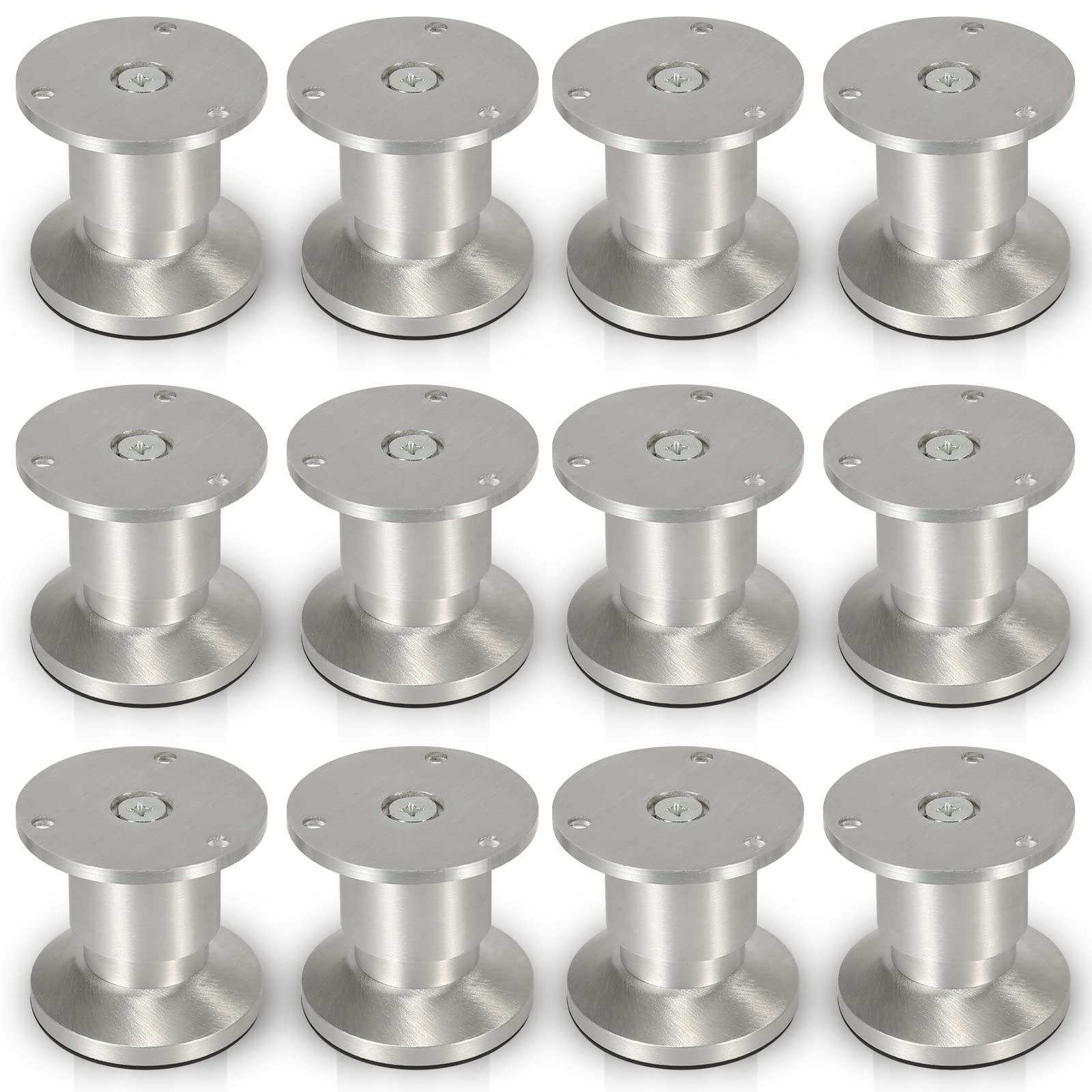 12 patas de aluminio para muebles de 60 mm de altura, patas de muebles soportan hasta 250 kg, patas redondas para sofá, para muebles y armarios de cocina