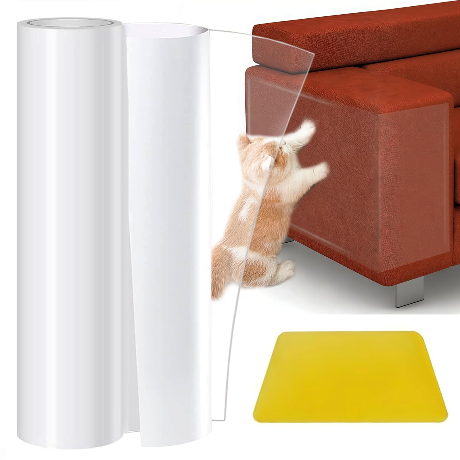 Lanswood Cat Anti Scratch Furniture Protector 40CM × 5M Sofa Protectors from Pets, Clear Door Protector from Dog Scratching Cat Furniture Protector for Carpet, Sofa, Couch and Door