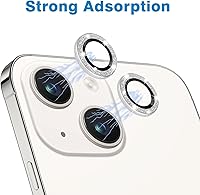 Vista 3 de Hsefo Protector de lente de cámara para iPhone 13 Mini y iPhone 13, con purpurina brillante de vidrio templado 9H, antiarañazos, a prueba de golpes