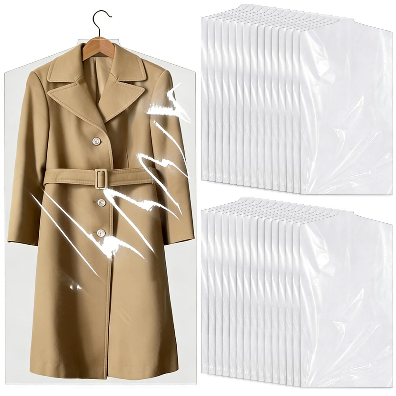 GiReich Pack 8 Fundas De Ropa Transparentes Con Cremallera – 60x100 Cm, Impermeables Y Antipolvo (PEVA Mate)
