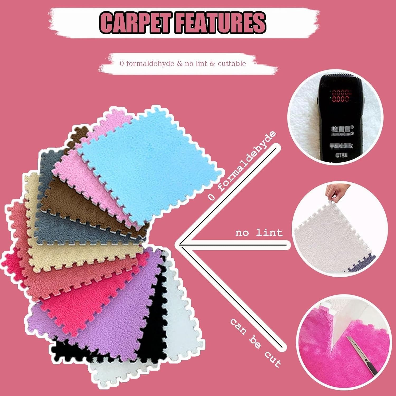 30pcs - 30cm Interlocking Carpet Squares Foam Mats, Plush Puzzle Rug Tiles, Foam Floor Mat Playmat for Bedroom Playroom(Dark Brown)