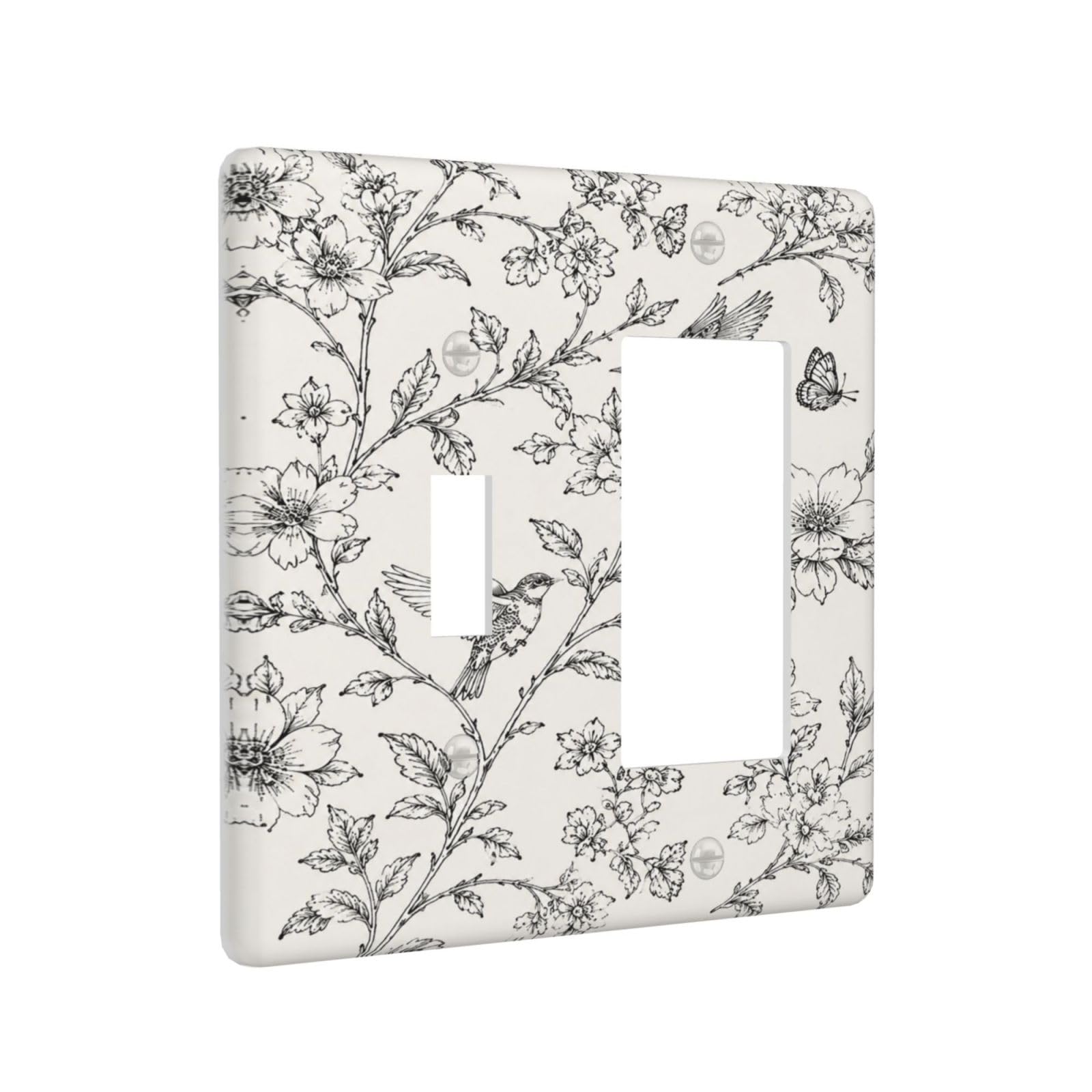 Placa de pared basculante vintage botánico de 2 bandas con flores y pájaros