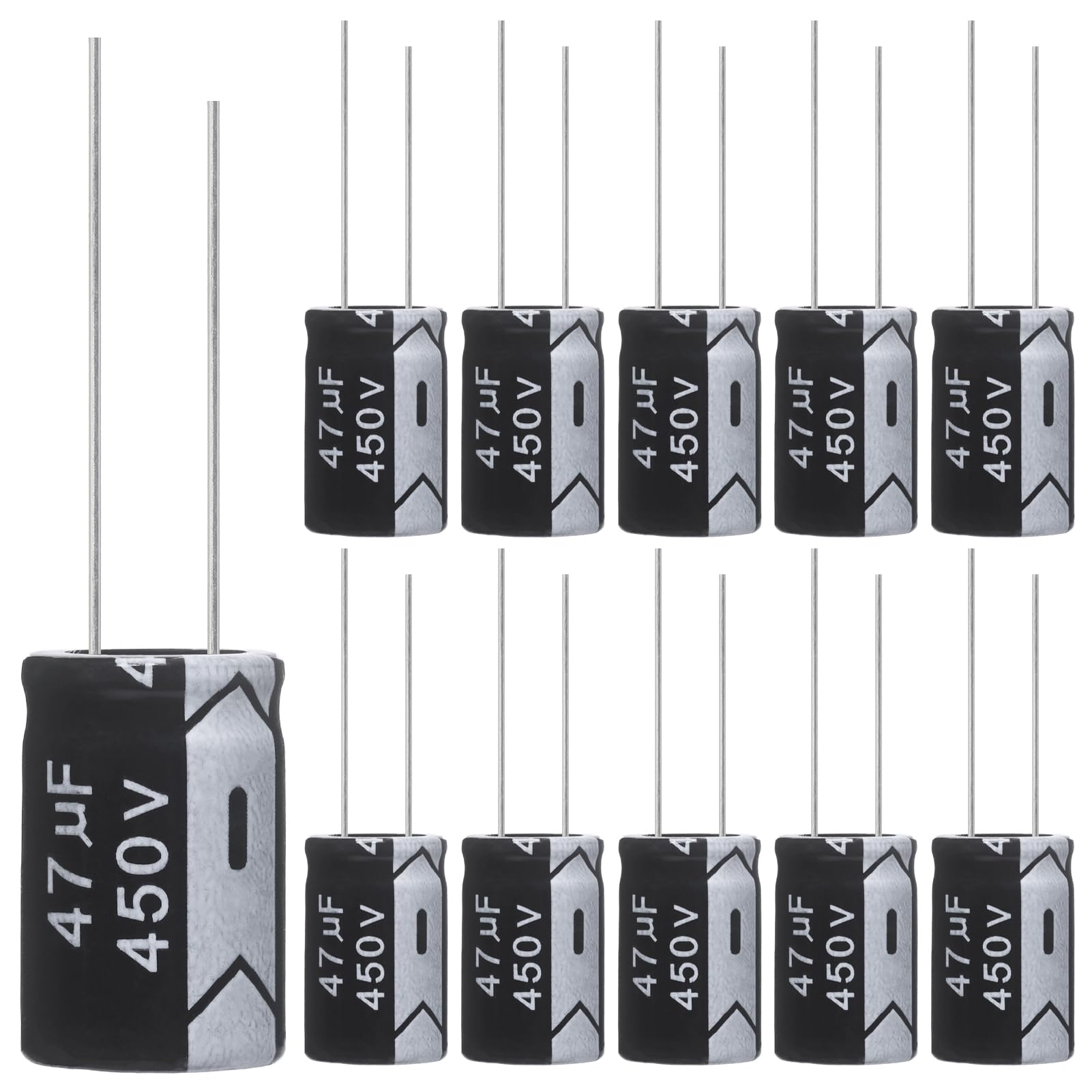ALLECIN 47uF 450V 16x25mm Electrolytic Capacitor 47 UF MFD 450 Volt 0.63x0.98in Aluminum Capacitors (Pack of 10)
