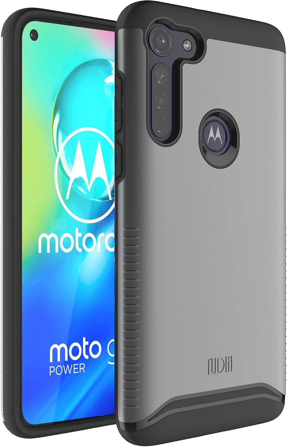 TUDIA DualShield Designed for Moto G8 Power Case (2020), [Merge] Shockproof Dual Layer Slim Protective Case Cover for Motorola Moto G8 Power [NOT Compatible with Moto G Power] (Metallic Slate)