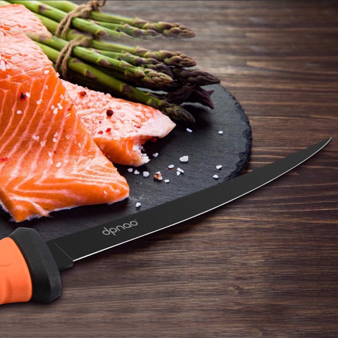 dpnao Fishing Fillet Knife, Sharp Flexible Stainless-Steel Blade 7’’-9’’, Professional Level Knives for Filleting and Boning Meat, Non-Slip Handles, Includes Protective Sheath and Sharpener : Sports & Outdoors