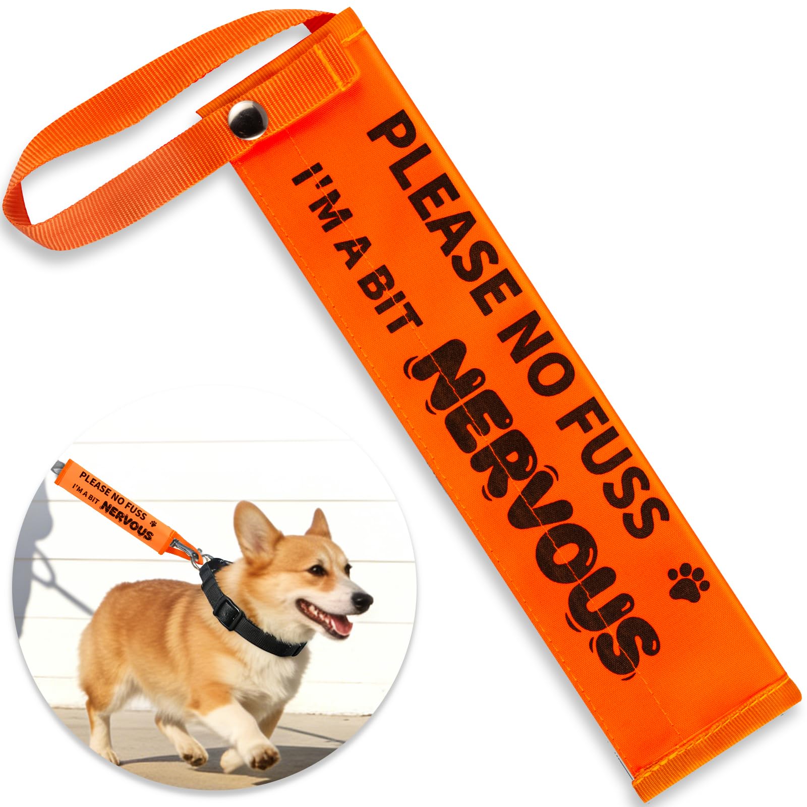 Hi Vis Reactive Dog Lead Sleeve, Mellbree Nervous Anxious Dog Space Awareness Sign | Universal Fit Pet Training/Rescue Dog Accessory