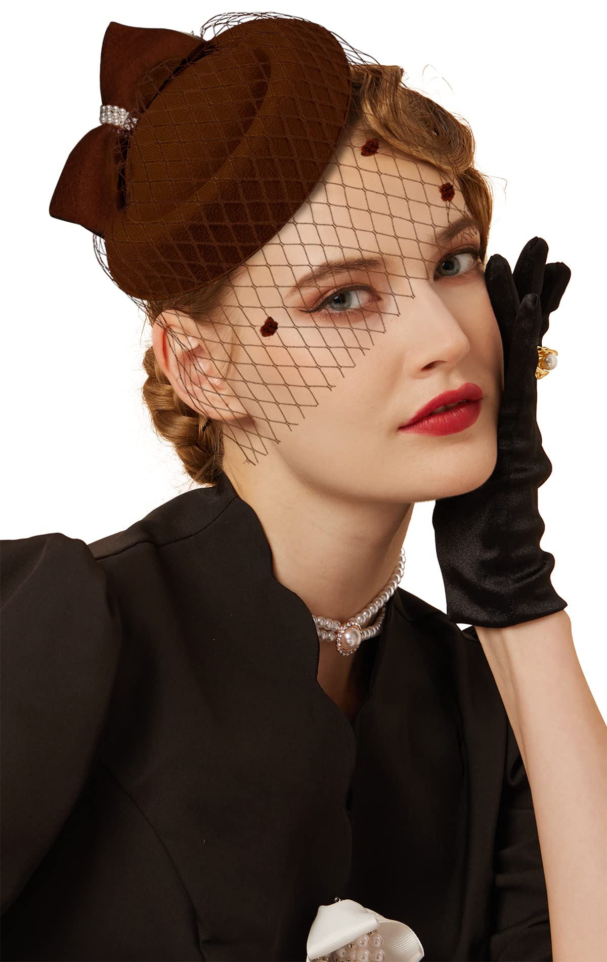 Cizoe Fascinator Hats for Women 20s 50s Vintage Pillbox Hat Kentucky Derby Fascinators Flower Veil Wedding Tea Party Hat