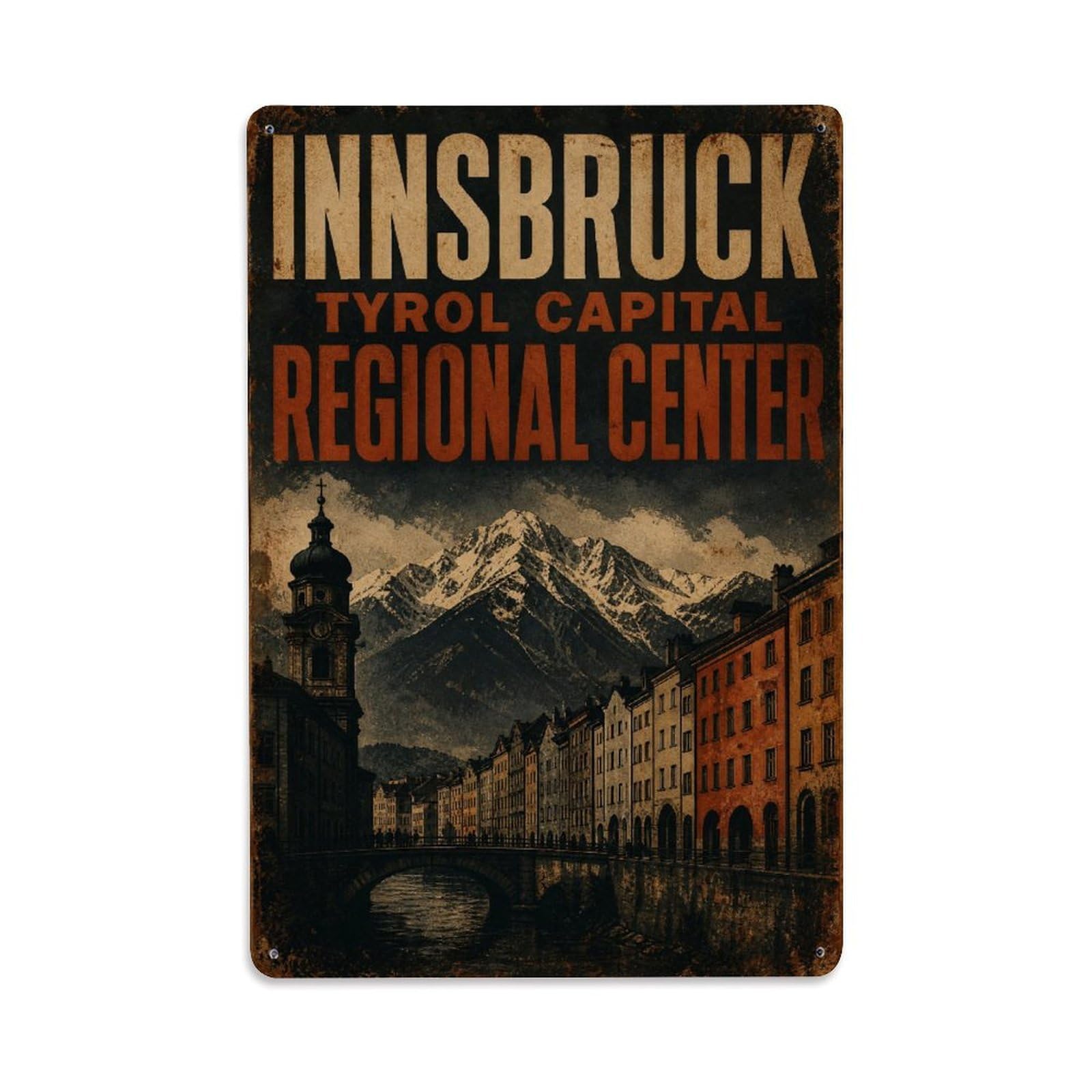 Huiyhb 8X12inch(20X30cm) Vintage Travel Innsbruck Tyrol Capital Austria Metal Tin Sign
