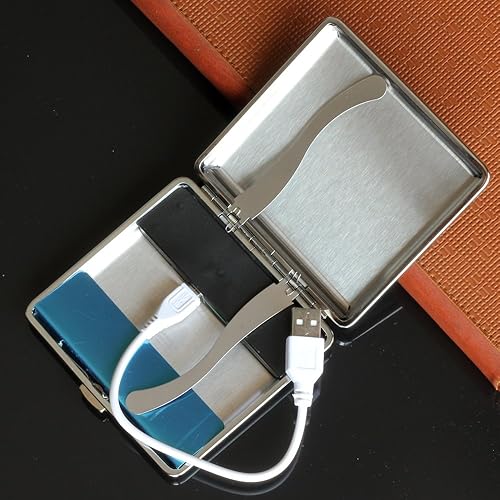 Miniatura 6 de Regalo del Día del Padre Recargable Caja de cigarrillos de cuero con encendedor USB electrónico Regalos de Navidad negro