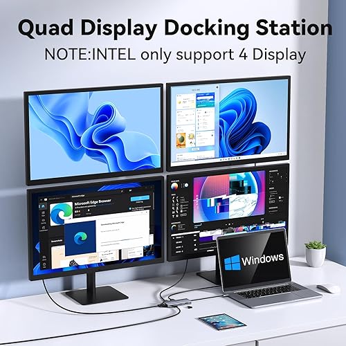 Miniatura 3 de Adaptador USB C a HDMI dual, estación de acoplamiento USB C para portátil Dell/HP/Lenovo, iPhone 15, adaptador de múltiples monitores USB C con 2 7