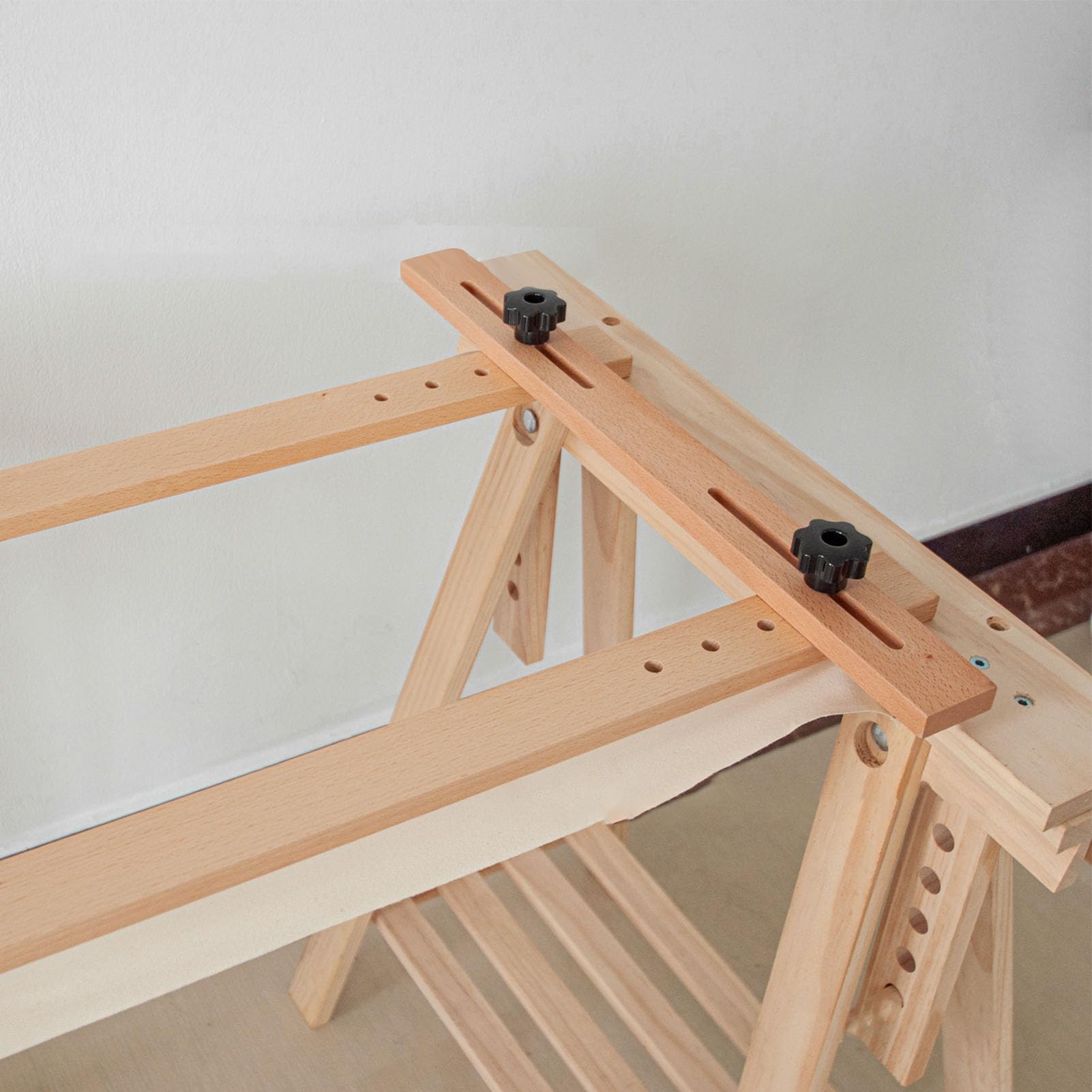 SALALIS Ramka do Noszy z igłą Regulowany Uchwyt na Gobelin z Haftem dla Rzemieślników i Rzemieślników Drewno Bukowe 70x50cm