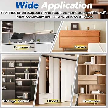 30 Pcs White Shelf Support Pins Compatible with IKEA Part #101558 | Sturdy pegs prevent shelf collapse. Adjustable, easy install