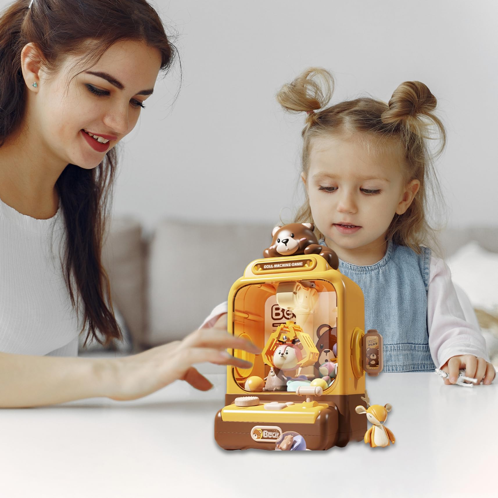 Máquina de Garra de Juguete para niños 10 muñecas y 10 Huevos. Máquina de Garra de Huevo con Ruidos de cumpleaños duales de Doble Potencia