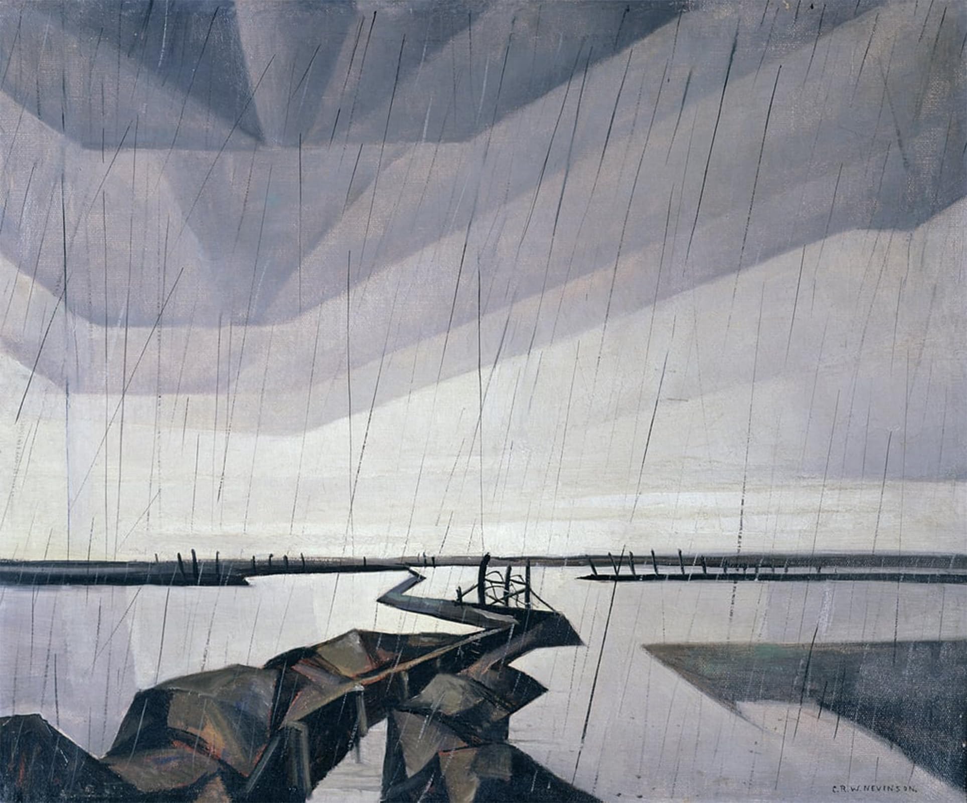 SERENDIPITP Vintage Wall Art Canvas Nordic Poster Canvas Print Picture Flooded Trench on the Yser by Christopher Richard Wynne Nevinson Wall Art Poster for Home Decor 60x90cm