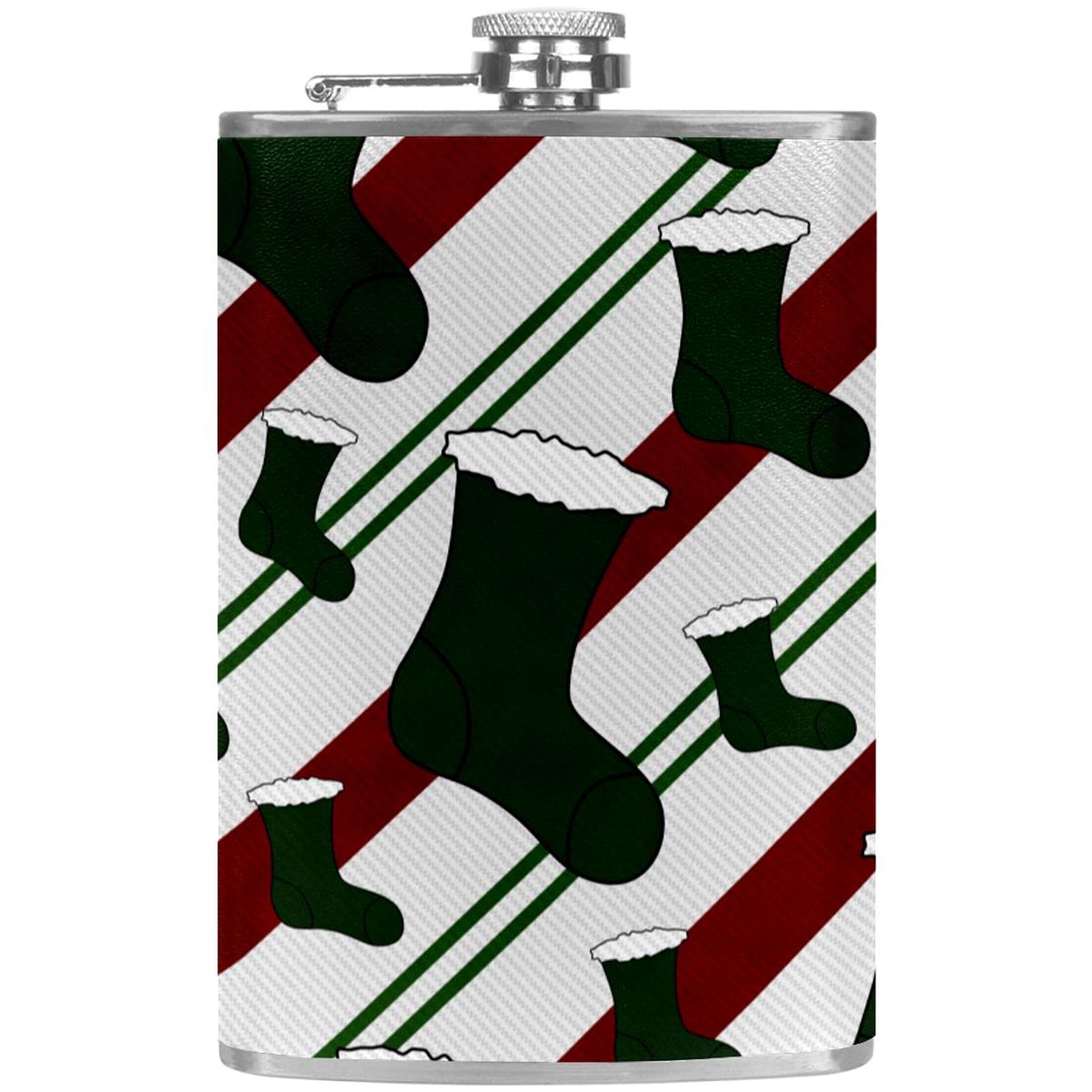 Petite flasque en cuir vert avec entonnoir pour aventures outdoor