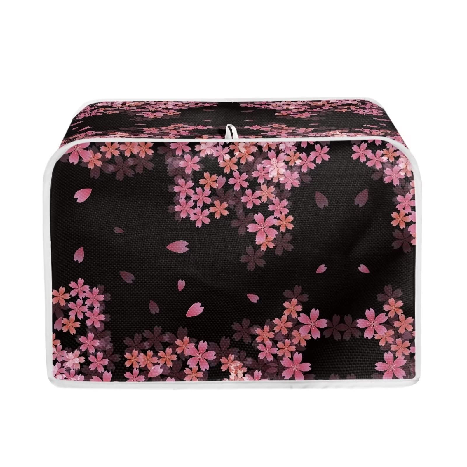 JEOCODY Toaster Cover Pink Cherry Blossom Print 2 Slice Appliance Quilted Bread Maker Dustproof for Most Standard Slice Toasters Sakura (JE-P58-1)