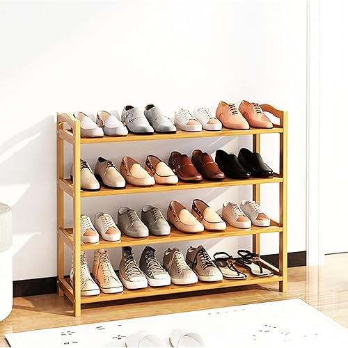 Miniatura 7 de Zapatero de bambú de 4 niveles, organizador de zapatos de pie para entrada, armario, pasillo, baño y sala de estar, natural
