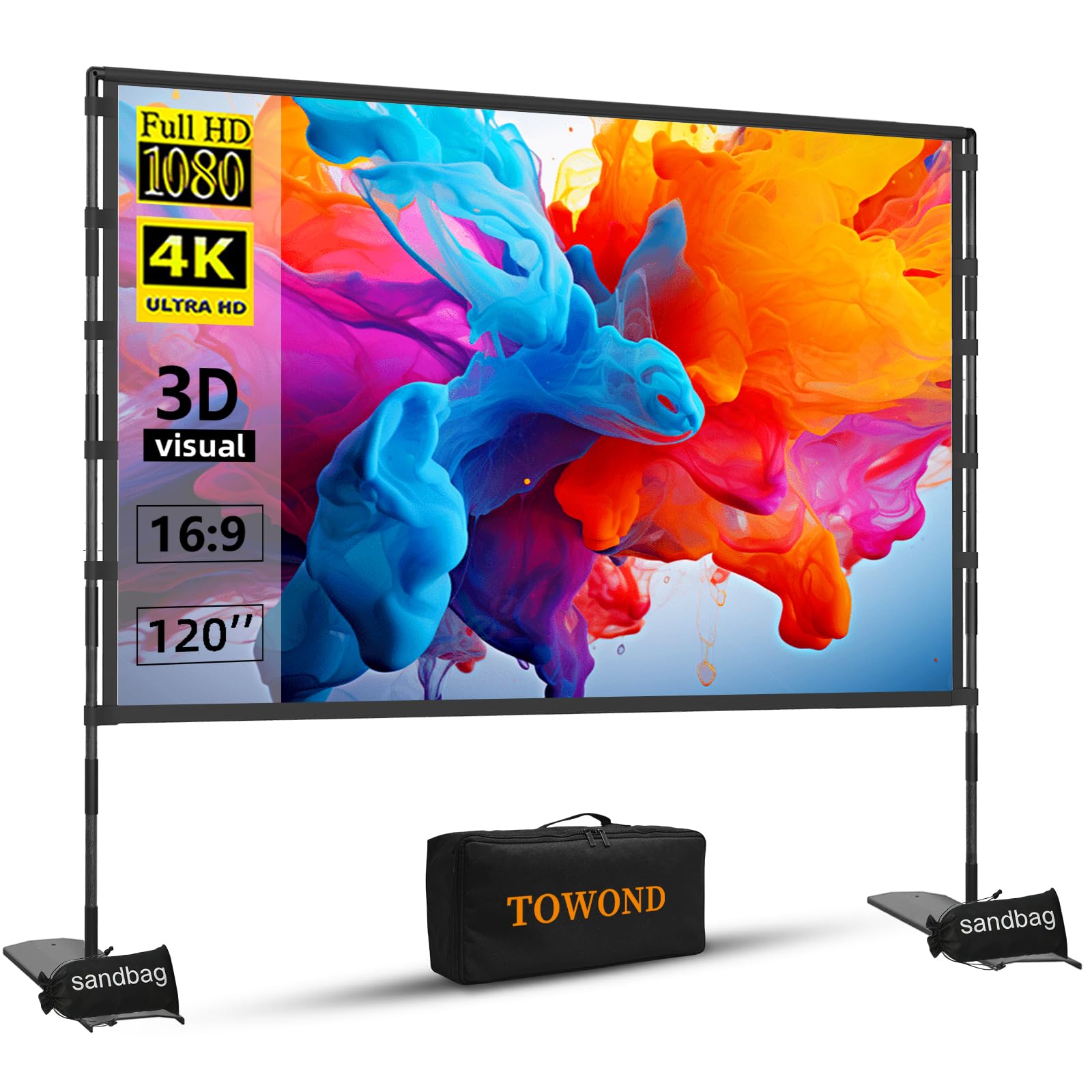 Amazon.com: TOWOND Projector Screen and Stand, 120 inch Outdoor