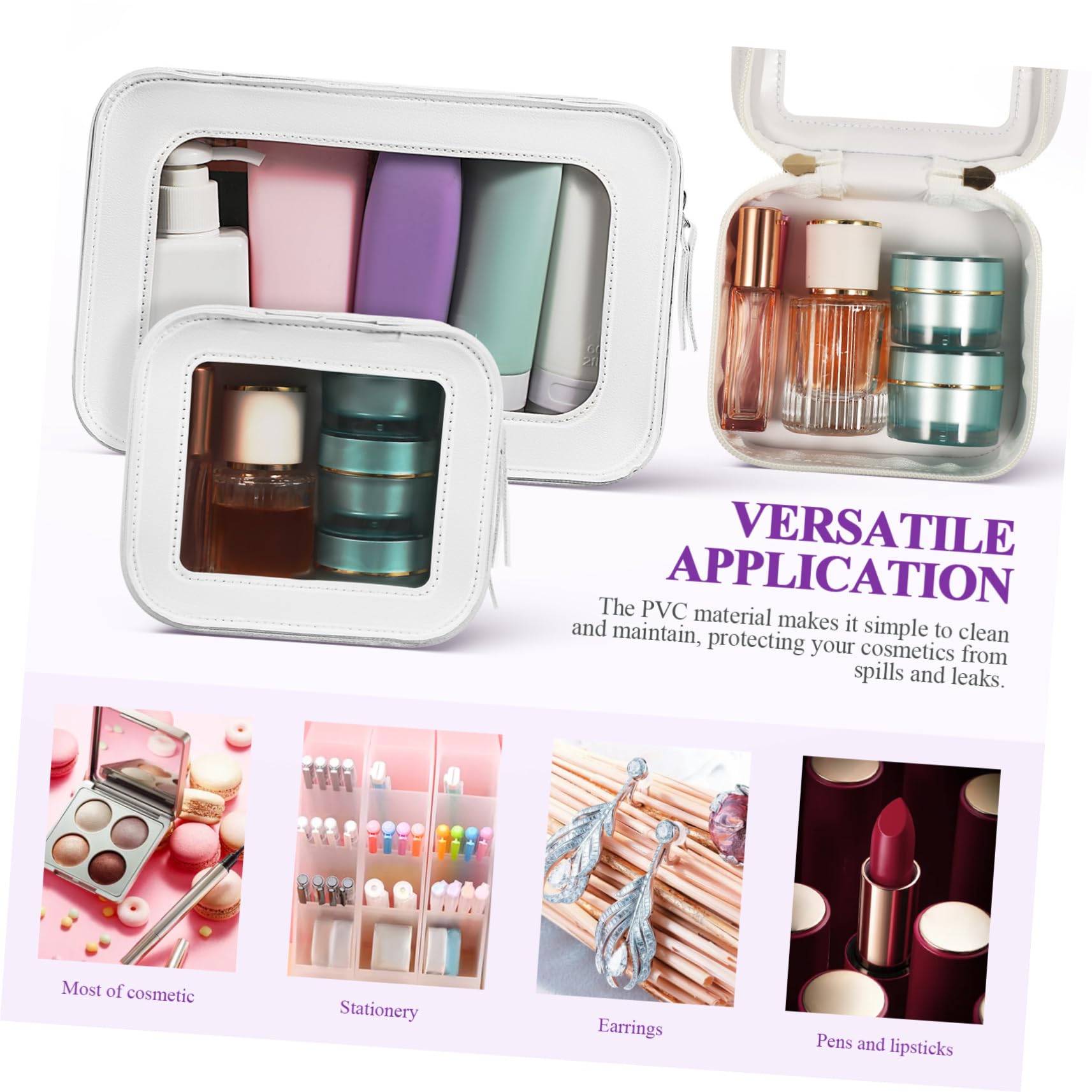 Healeved Borsa da Toilette Trasparente con Cerniera 2 Pezzi per Cosmetici e Prodotti di Bellezza da Viaggio