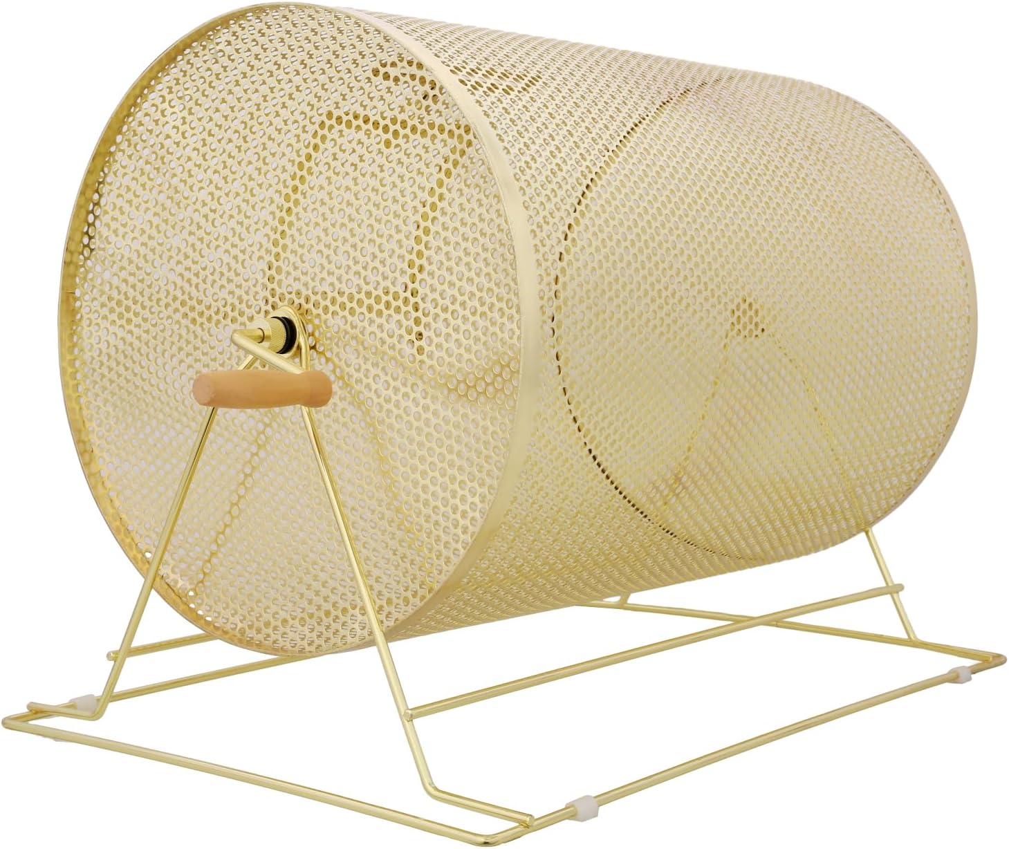 Brass-Plated Raffle Drum, 14.8"x21.26", Holds 10,000 Tickets or 300 Ping Pong Balls, Wooden Handle, Perfect for Fundraisers, Events, and Parties