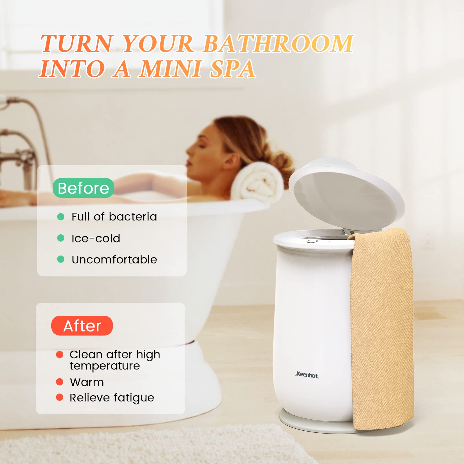 Keenhot Towel Warmer Bucket, Large Towel Warmers for Bathroom, Portable