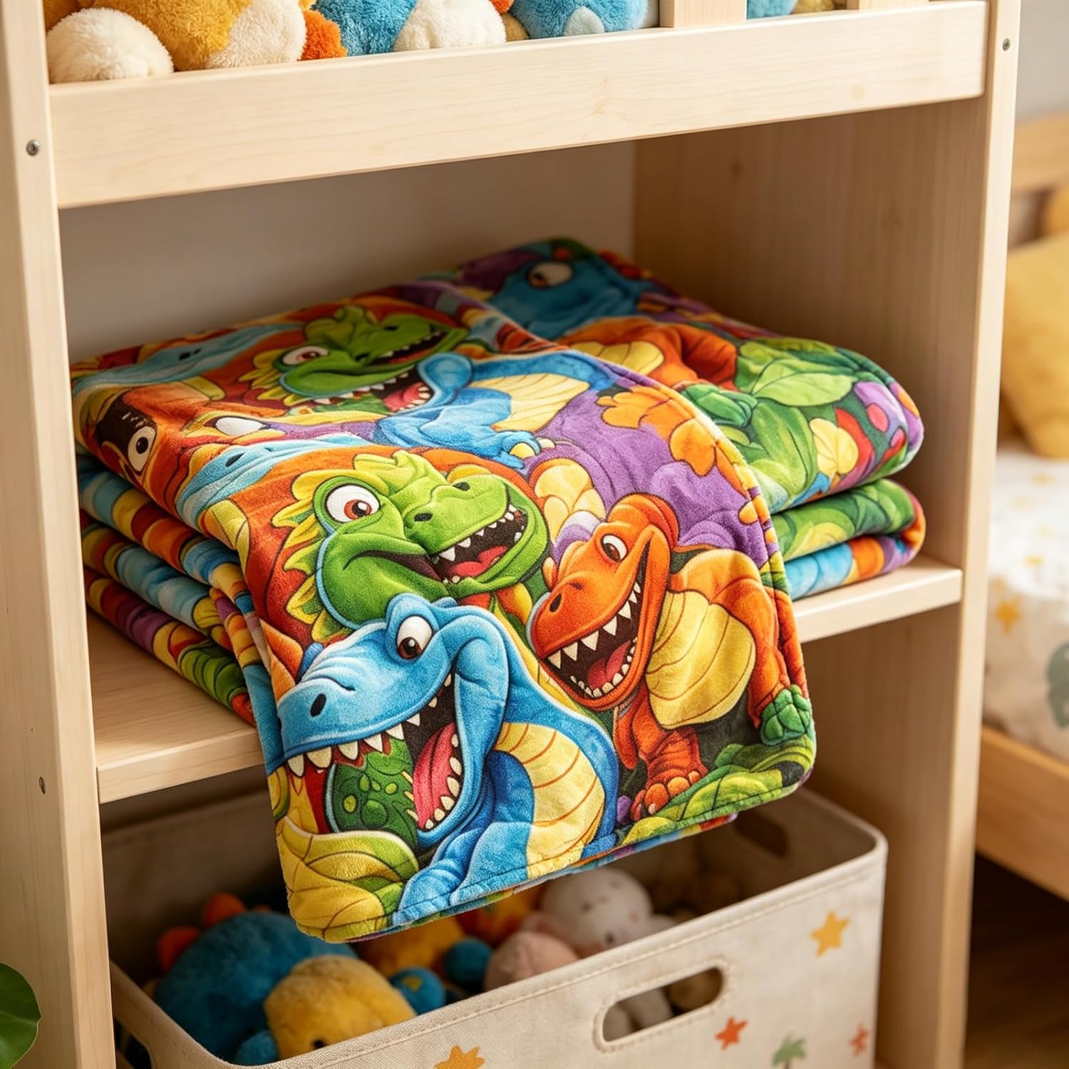 Cloud Soft Dinosaur Blanket 3D – Dinosaur Blanket with Stuffed Heads, Couch, Or Playtime – Warm & Plush Dinosaurs, Plush & Cozy Fleece Blankets, Themed Blankets for Ultimate Comfort (60 * 80in)