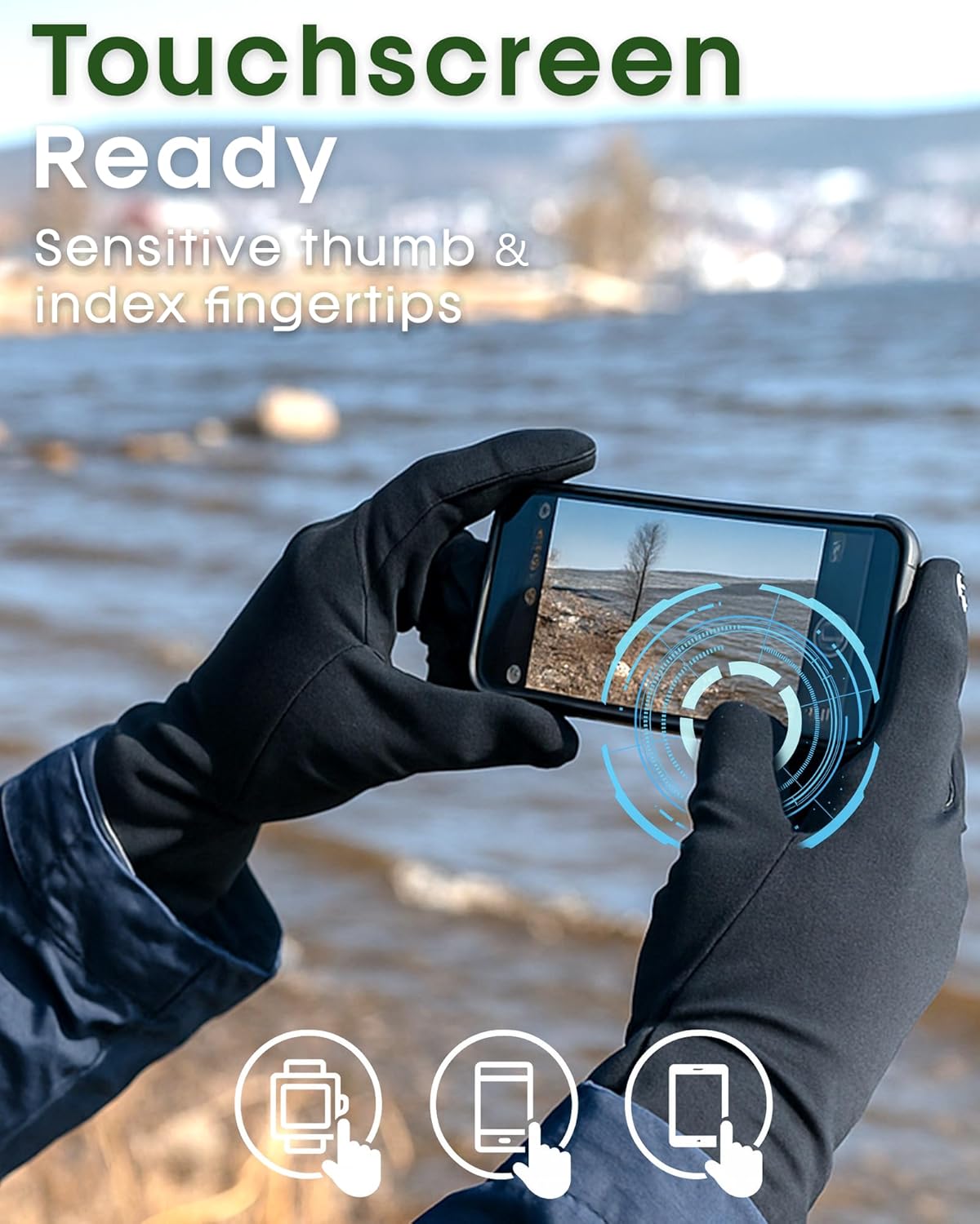 FURTALK Lightweight Gloves for Men Women Cool Weather Anti-Slip Running Cycling Driving Warm Fleece Lined - Image 3