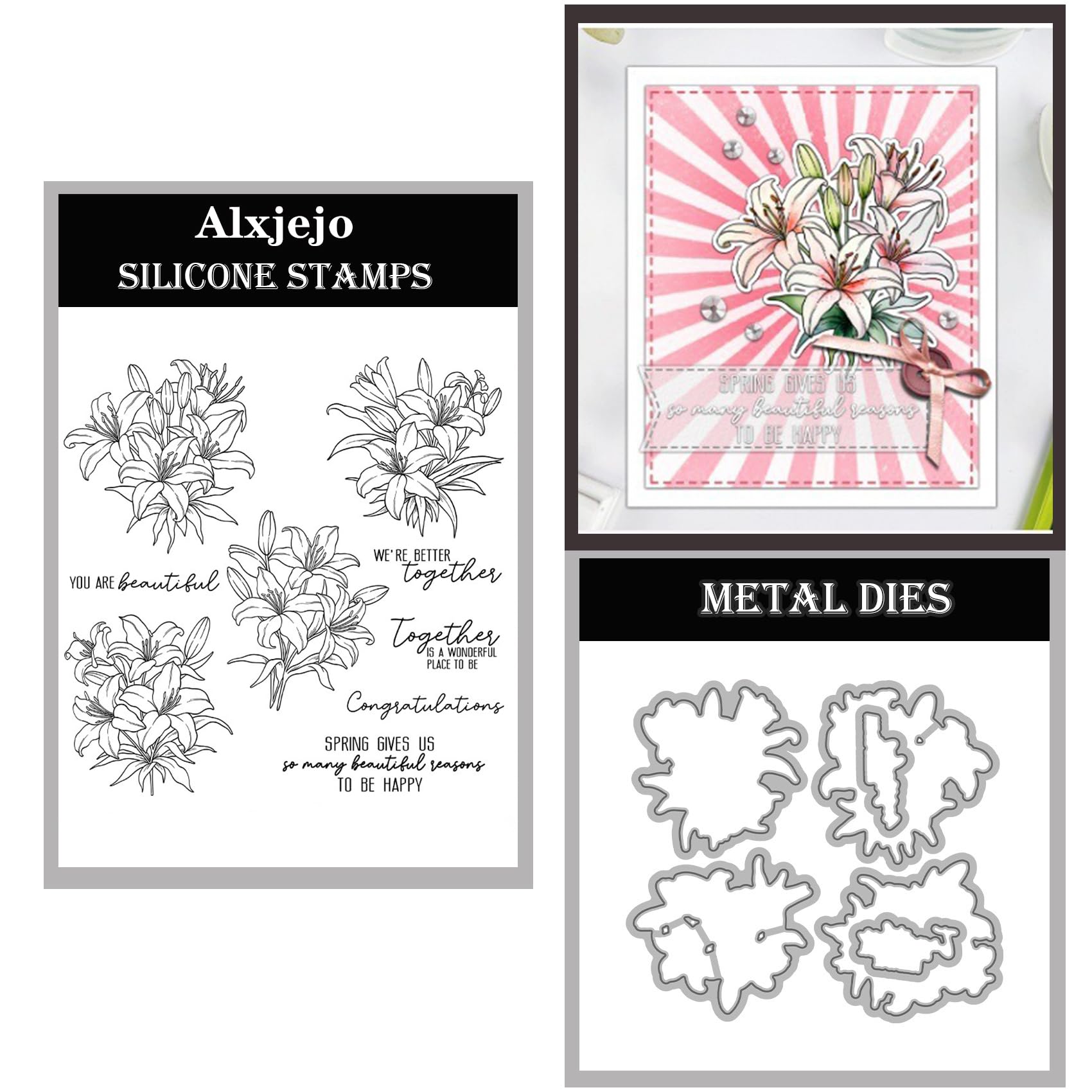 Alxjejo Cutting Dies and Stamps Set 2024-2025-2026,Stamps and die for Card Making for DIY Birthdays, Thanksgiving Day, Valentine's Day, Scrapbooking, Art Craft, Festivals Greeting Card Album