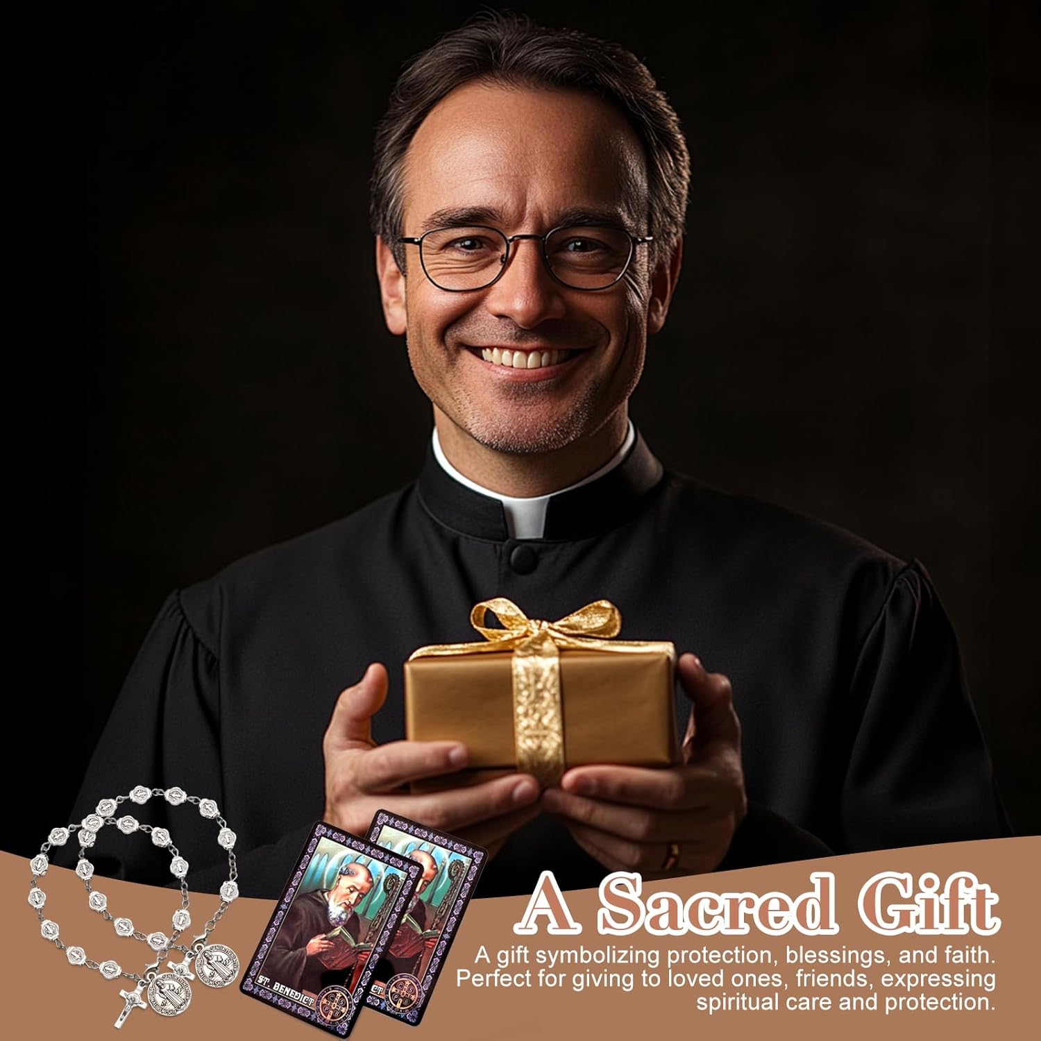 2 Sets St Benedict Bracelets with Saint Benedict Medals and Crucifix,Catholic Rosary Bracelet with Prayer Card for Women Men Gift,Medalla De San Benito Rosary Jewelry - Image 7