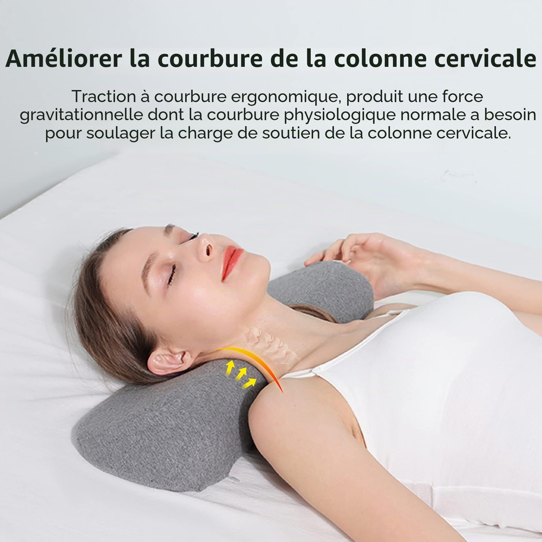 Coussins de cou cervical pour le soulagement de la douleur pendant le sommeil, coussin de soutien cervical en mousse à mémoire de haute densité pour le soulagement des douleurs cervicales, coussin de