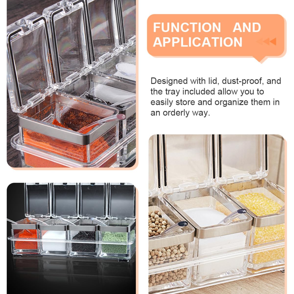 Acryl Gewürzbox Satz Transparente Gewürzbehälter Mit Deckel Und Ablage Für Küchenorganisation Zur Aufbewahrung Von Salz Zucker Pfeffer Und Gewürzen