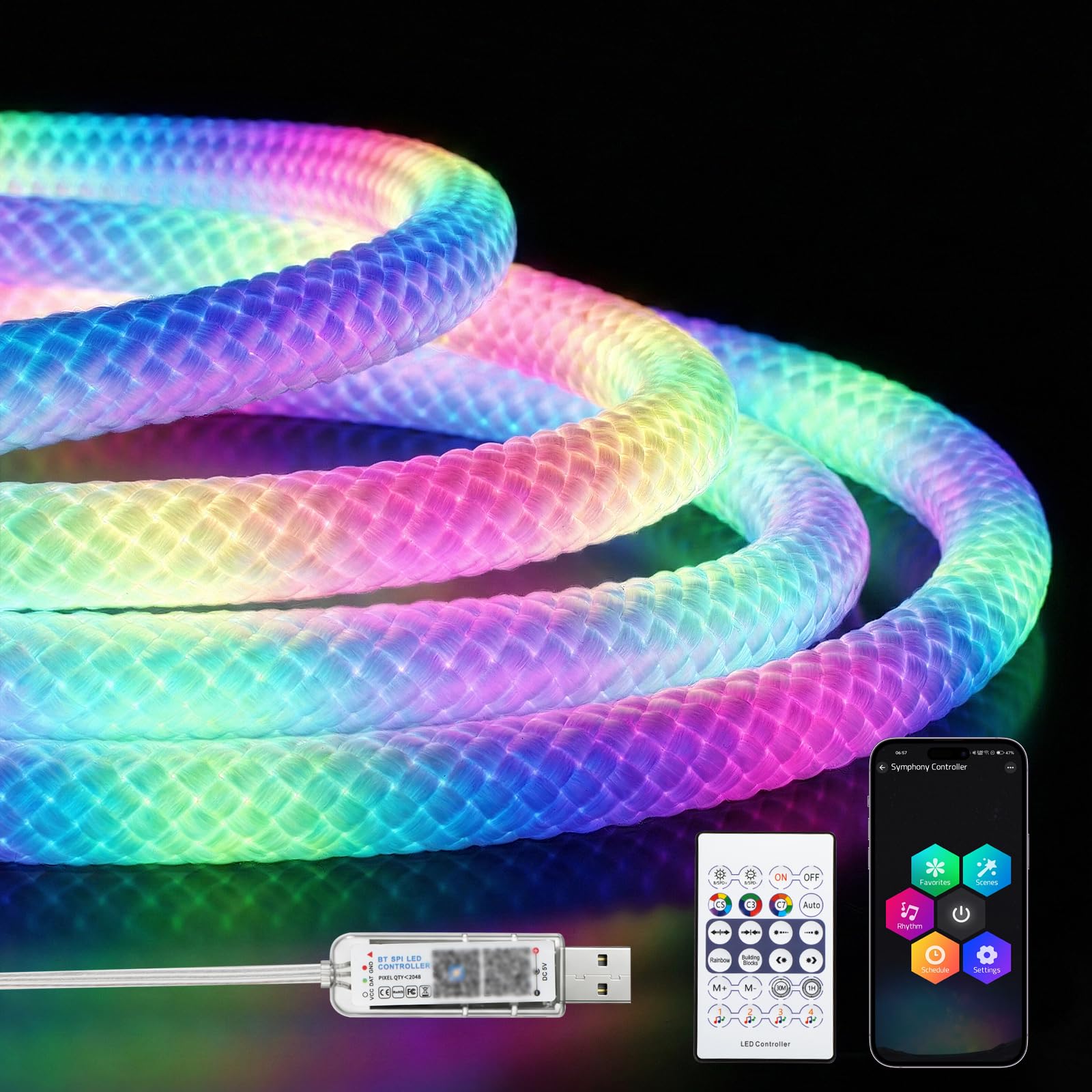 Amazon.co.jp: ShineBurky 360度発光 RGBIC ledテープライト 3m 防水