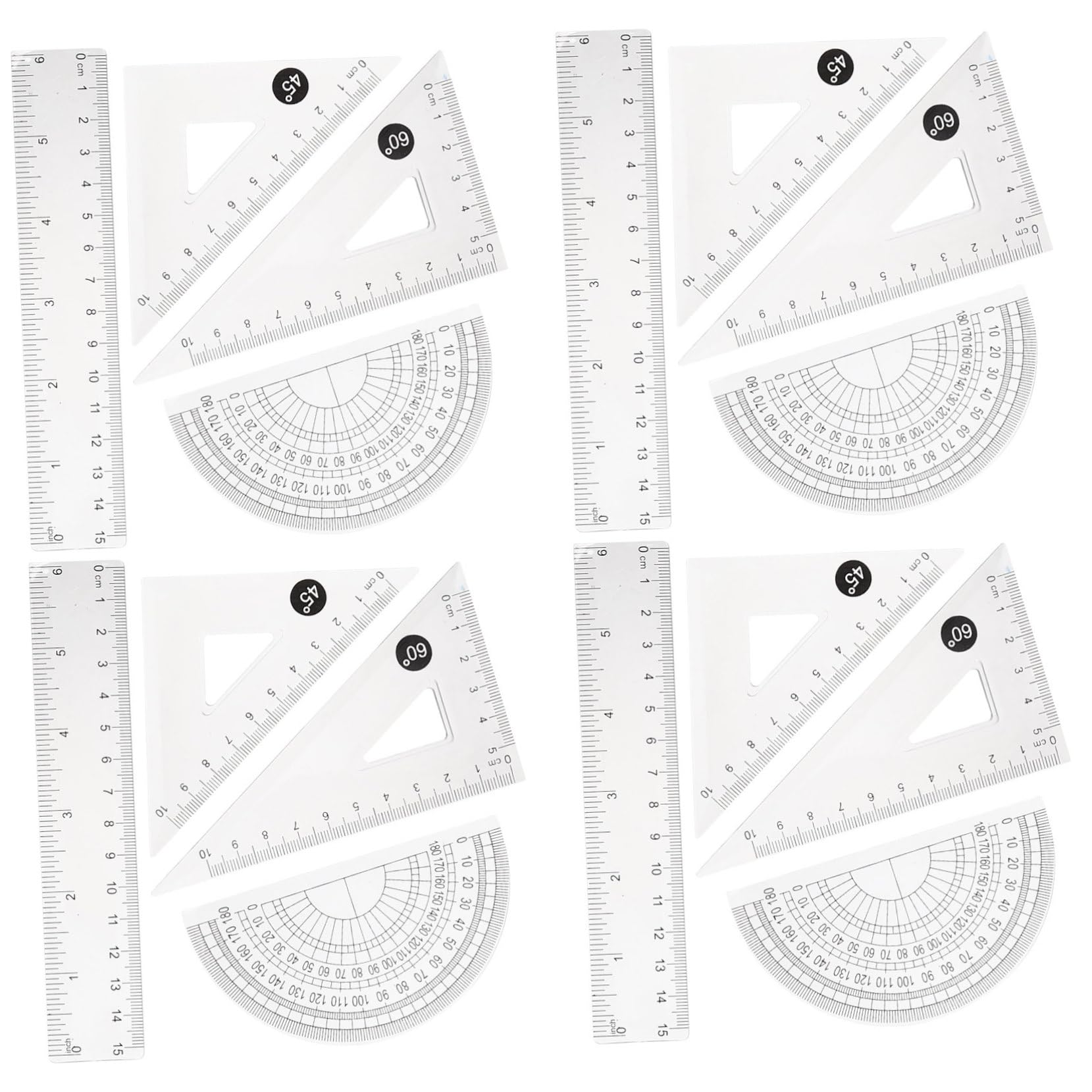 20sets Righelli Trasparenti Plastica Per Disegno Strumenti Di Misurazione Per Architetti Studenti e Designer Di Geometria Scala Nera