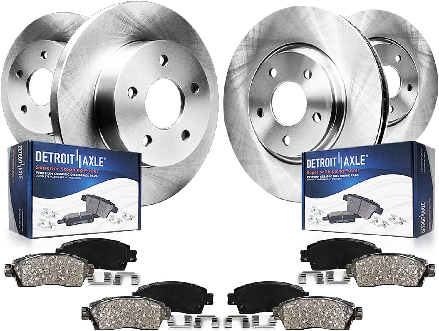 Detroit Axle - Brake Kit for 2009-2014 Honda Pilot, 2007-2013 MDX ZDX Disc Brake Rotors Ceramic Brakes Pads 2010 2011 2012 Replacement: 12.98" inch Front & 13.13" inch Rear Rotor