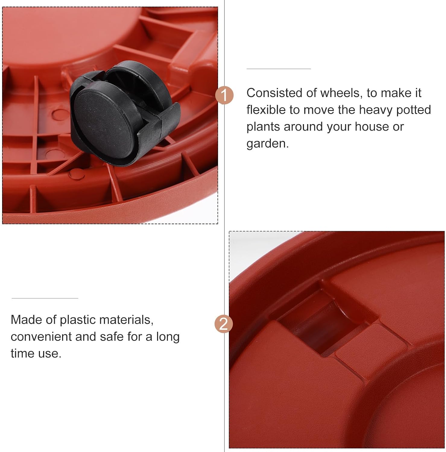 ORFOFE Thick Universal Wheel Plant Mover with Tray for Flower Pots, Heavy-Duty Round Planter Roller Trolley for Indoor and Outdoor Garden Use