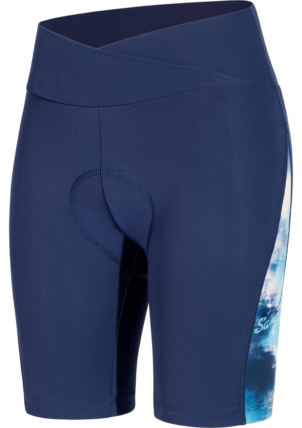 Santic Short de cyclisme rembourré pour femme - Séchage rapide - Poches latérales respirantes