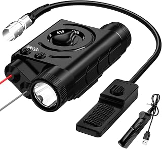 SMSlaser Upgraded Red/Green/Blue/Purple Laser Sight + Infrared(IR) Laser Beam + 1200 Lumens Tactical Flashlight with Rechargeable Battery, Including Battery Charger and Remote Control Switch