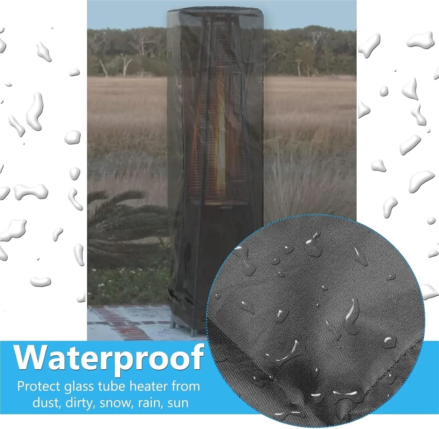 Patio Heater Cover Patio Heater Covers,210D Waterproof Heater Cover for Standing Heater Pyramid Torch Patio Heaters Outdoor Furniture,Dustproof