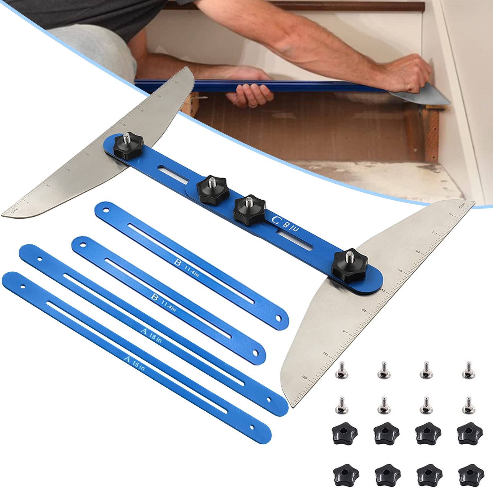 Stainless Steel Stair Tread Template Tool Adjustable 8" To 56 - View #4
