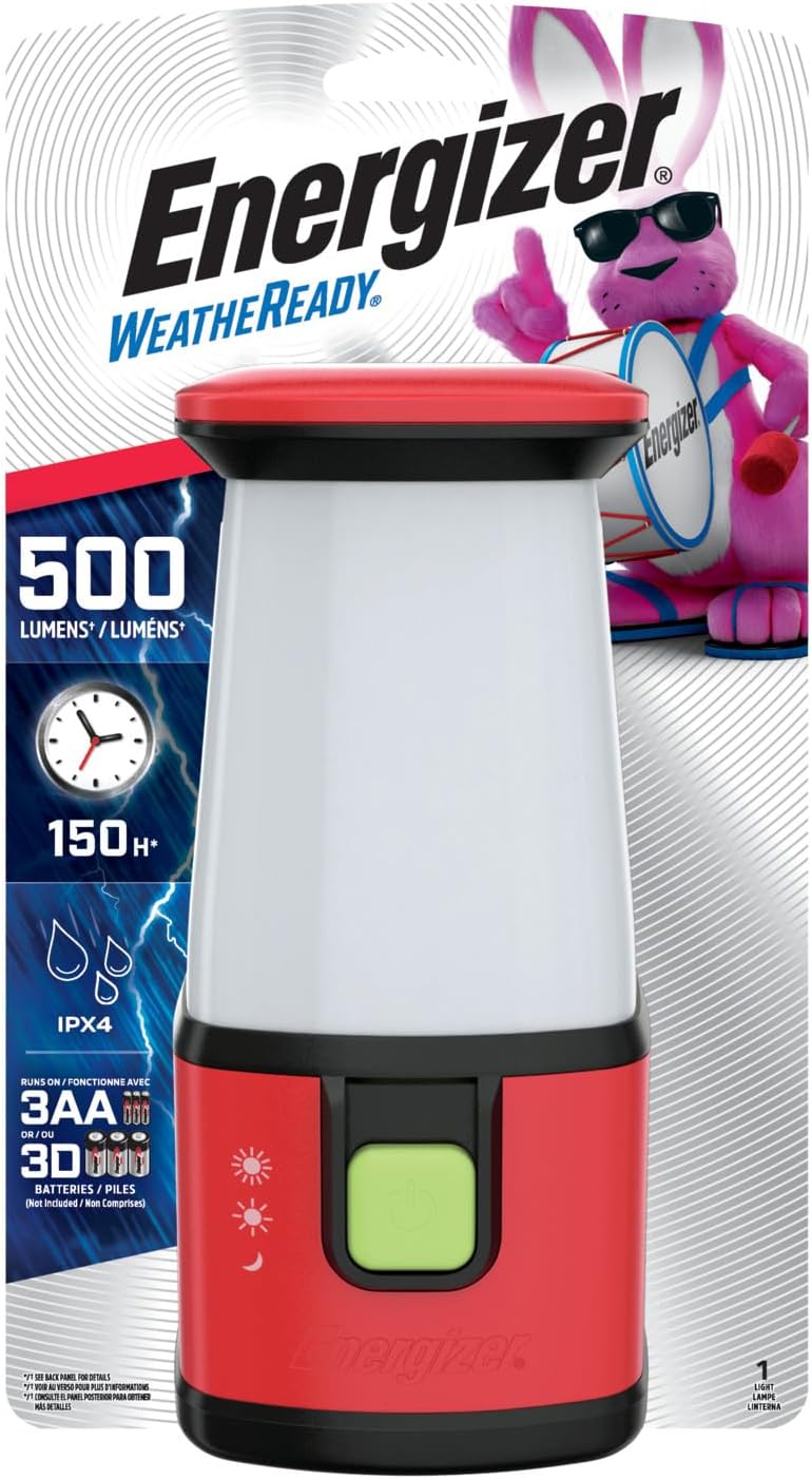 LED Camping Lantern Flashlight, 650 Hour Run-Time, 500 Lumens, IPX4 Water Resistant, Battery Powered LED Lantern - Use for Hurricane, Emergency Light, Camping