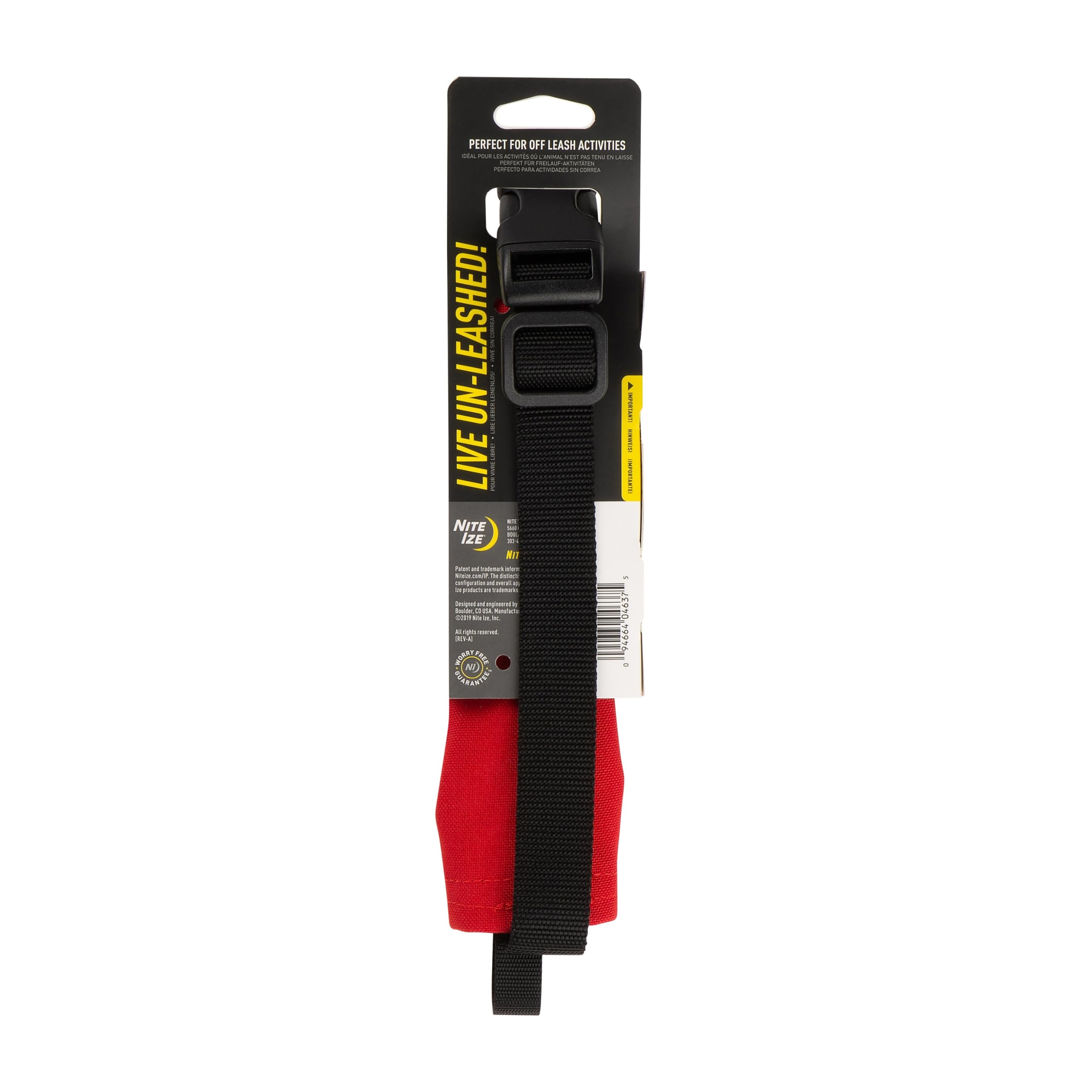 Nite Ize Raddog obroża typu wszystko w jednym, kombinacja smyczy, obroża dla psa z wbudowaną wysuwaną smyczą, czerwona, rozmiar L, 40-50 cm