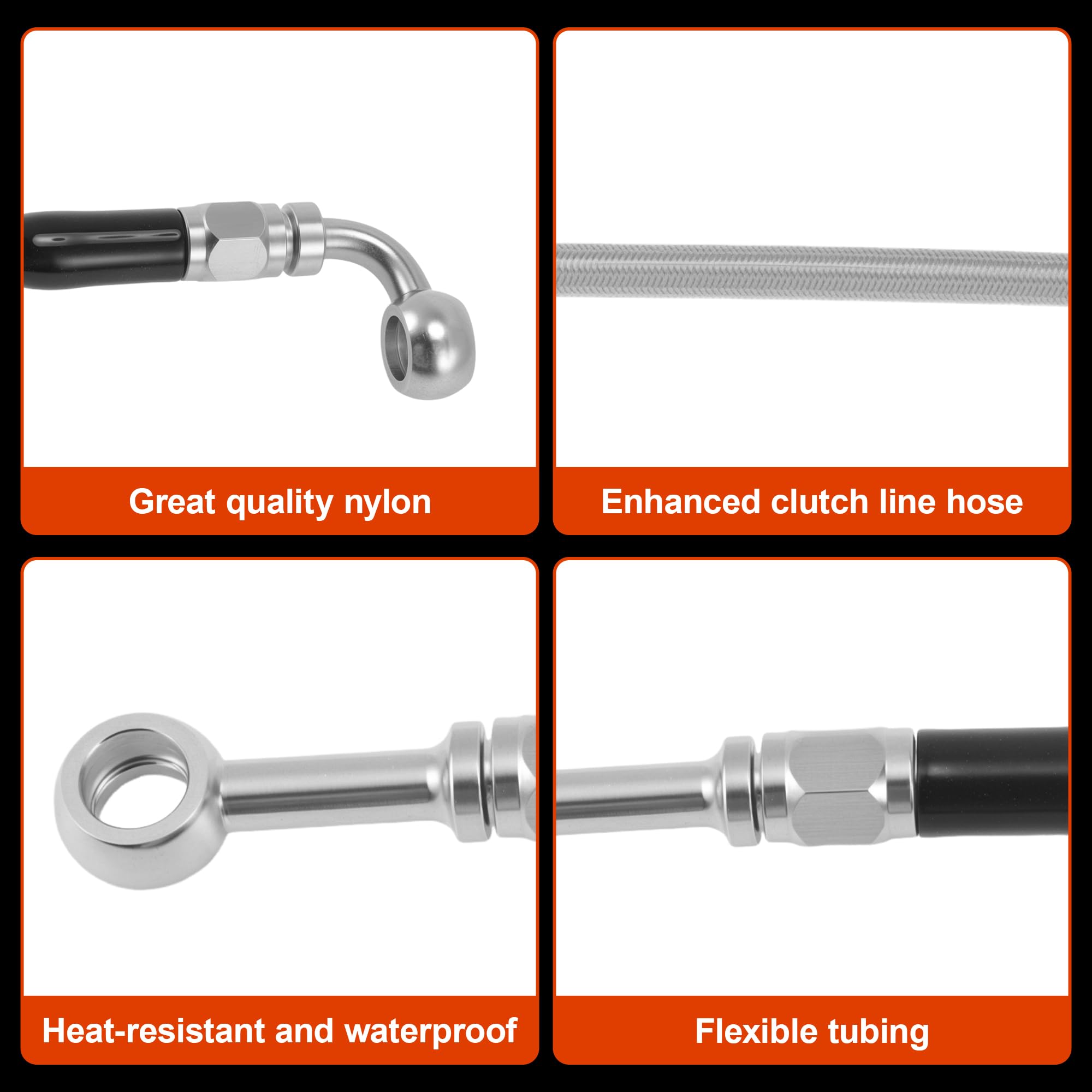 ACROPIX Kit de tuyau d'huile de frein et d'embrayage de moto de 137,2 cm pour guidon de 40,6 à 45,7 cm en acier inoxydable pour Harley Davidson Softail Custom FXSTC 42317-06A Argenté