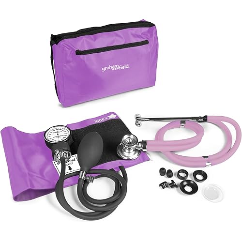Lumiscope Professional Blood Pressure Kit - Stethoscope, Manual BP Cuff, Sphygmomanometer - Orchid