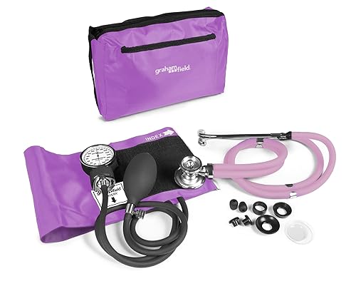 Miniatura 13 de Kit profesional de presión arterial Lumiscope - Estetoscopio, manguito manual de presión arterial, esfigmomanómetro - Negro