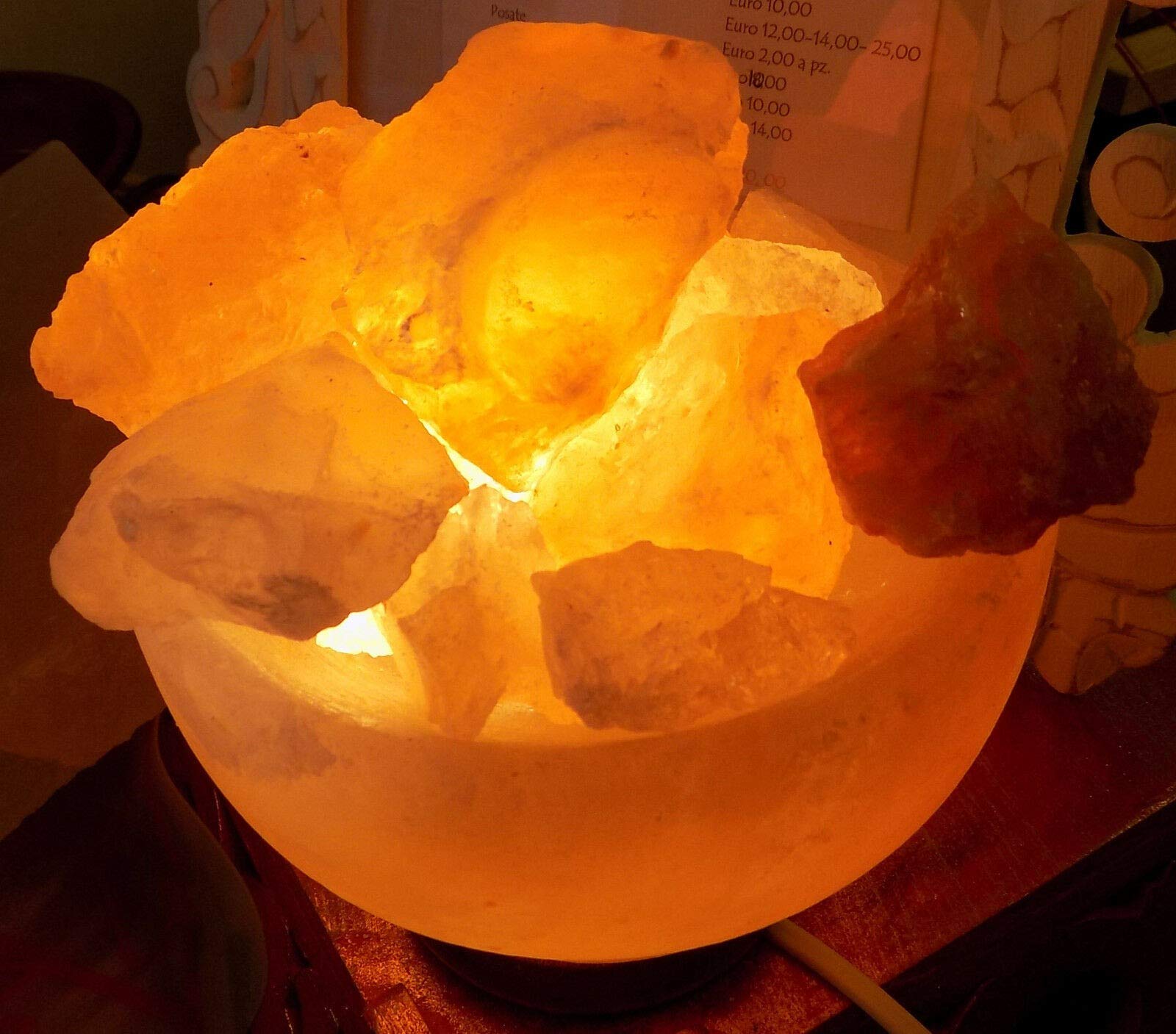 Lámpara de sal Brasero cm 15 kg 2/3, sal del Himalaya Grotette Tibet Sal Rosa