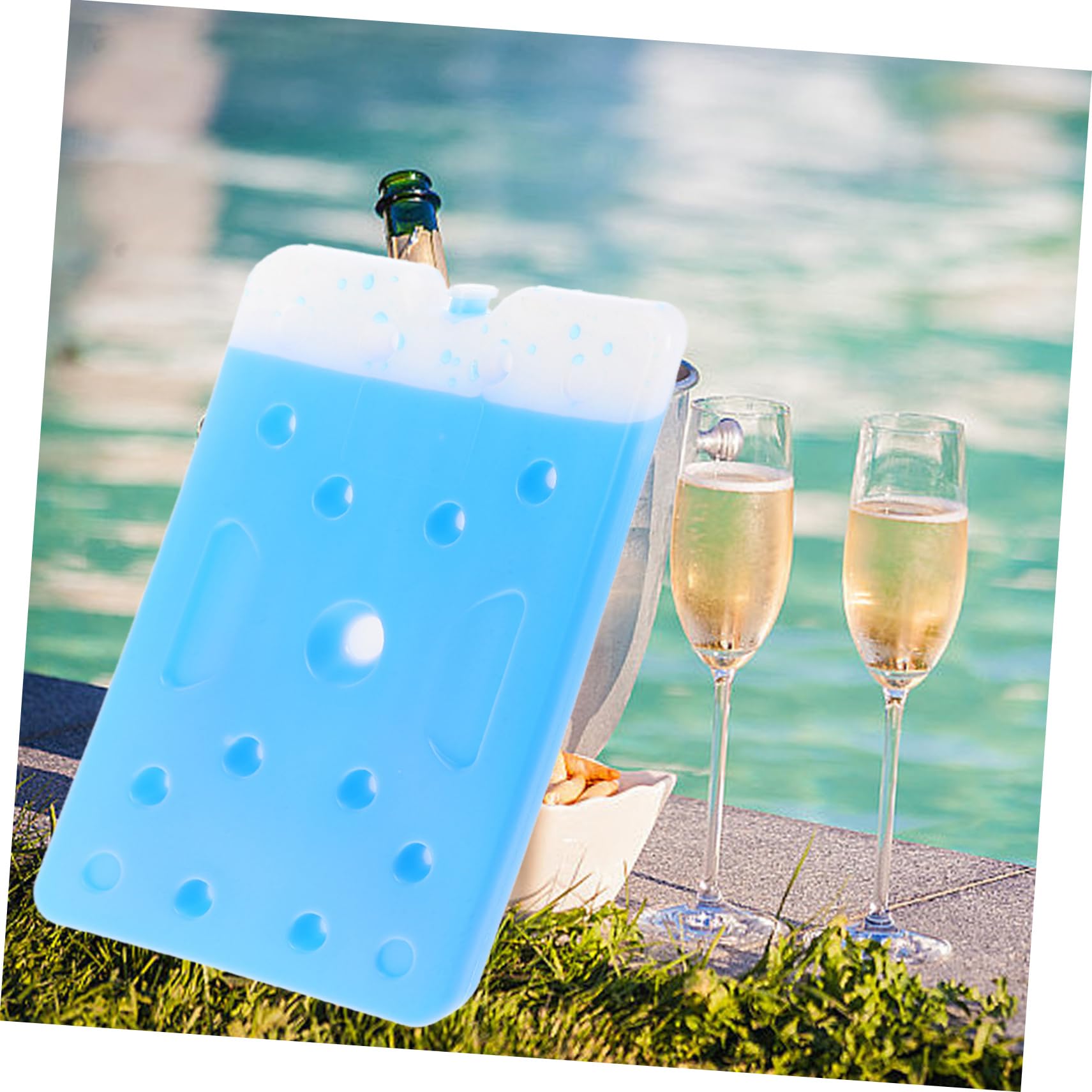 TOYANDONA Bloc de Glace Rigide Réutilisable pour Glacière 1500ml PE Bleu