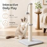 Dimaka 29'Tall Cat Scratching Post, Cat Scrattcher pour les grands chats avec corde sisale et boule de jouet de teasing, rainure pour les chats adultes intérieurs (Grey)
